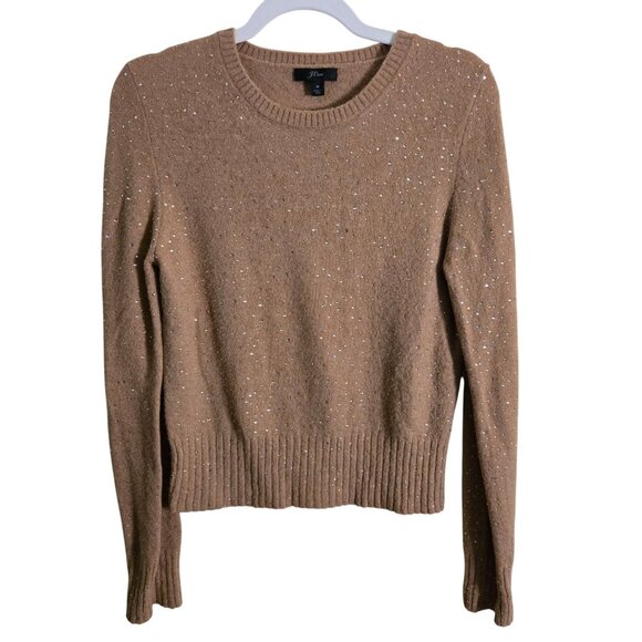J.Crew Gemstone Super Soft Yarn Crewneck Sweater Heather Acorn Alpaca Size M - Picture 2 of 6